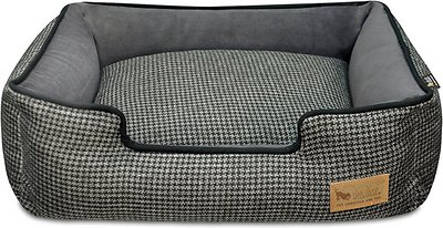 P.L.A.Y. Pet Lifestyle and You Houndstooth Lounge Bed, Black/Grey, Medium