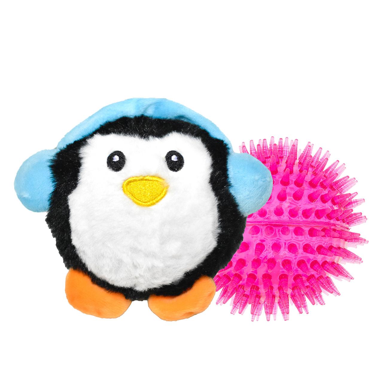 Patchwork Pet Holiday Penguin Pricklet Ball Dog Toy, 4-in