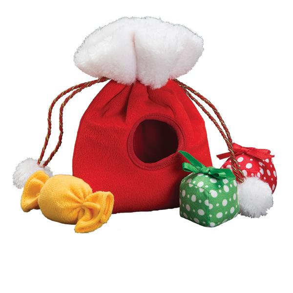 Patchwork Pet Holiday Santa's Bag with Presents & Candy Dog Toy