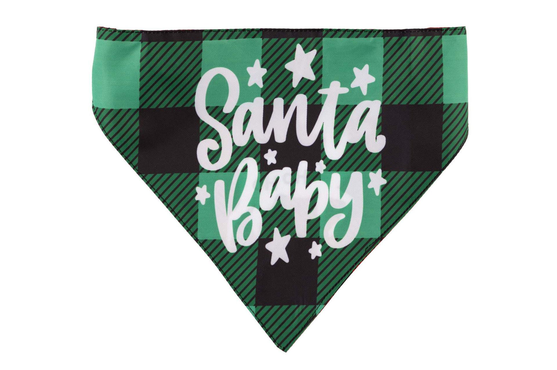 Hip Doggie Santa Baby Pet Bandana, Green/Red Check, Large