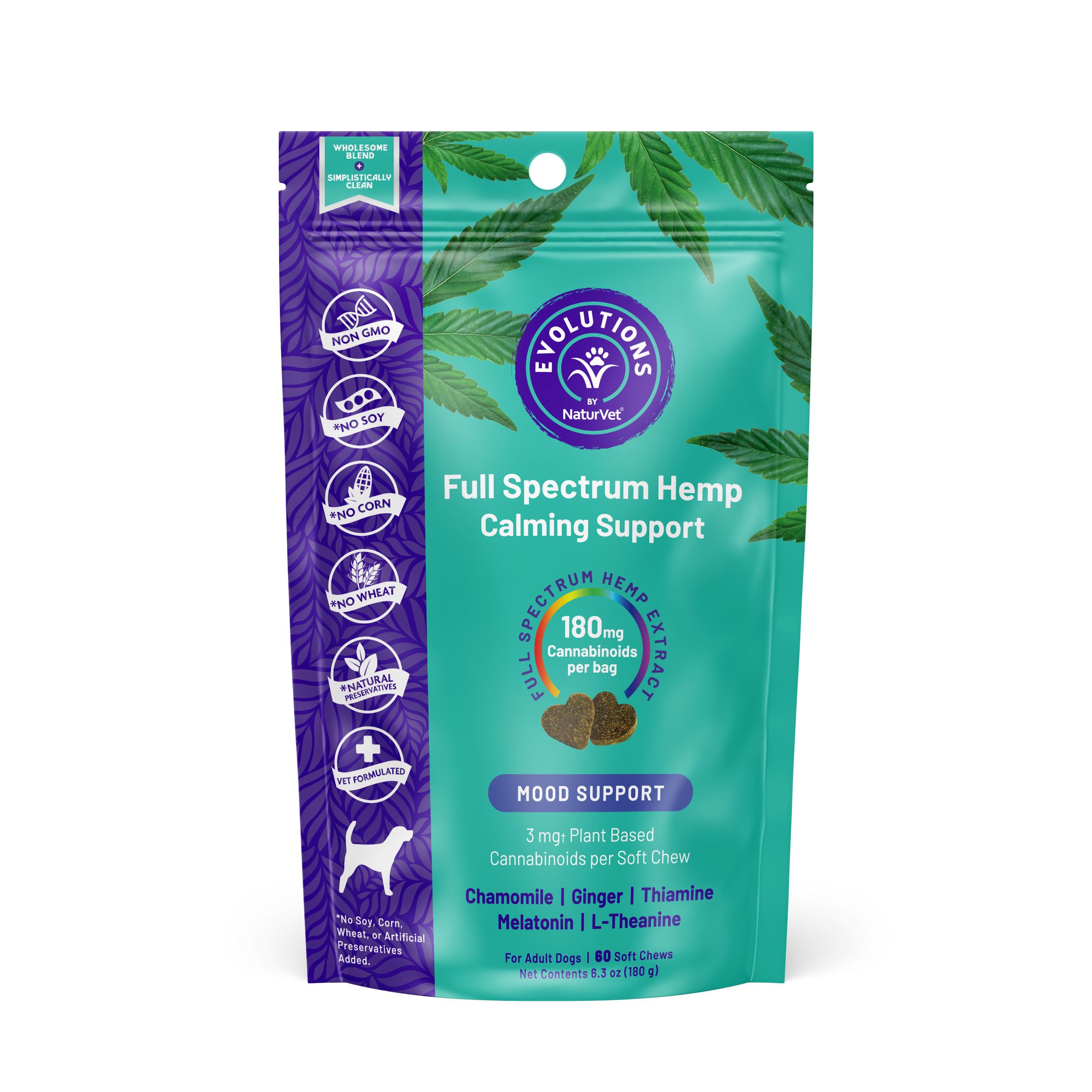 NaturVet Evolutions Calming Support Soft Chews Alternative Supplement for Dogs, 3mg, 60-count