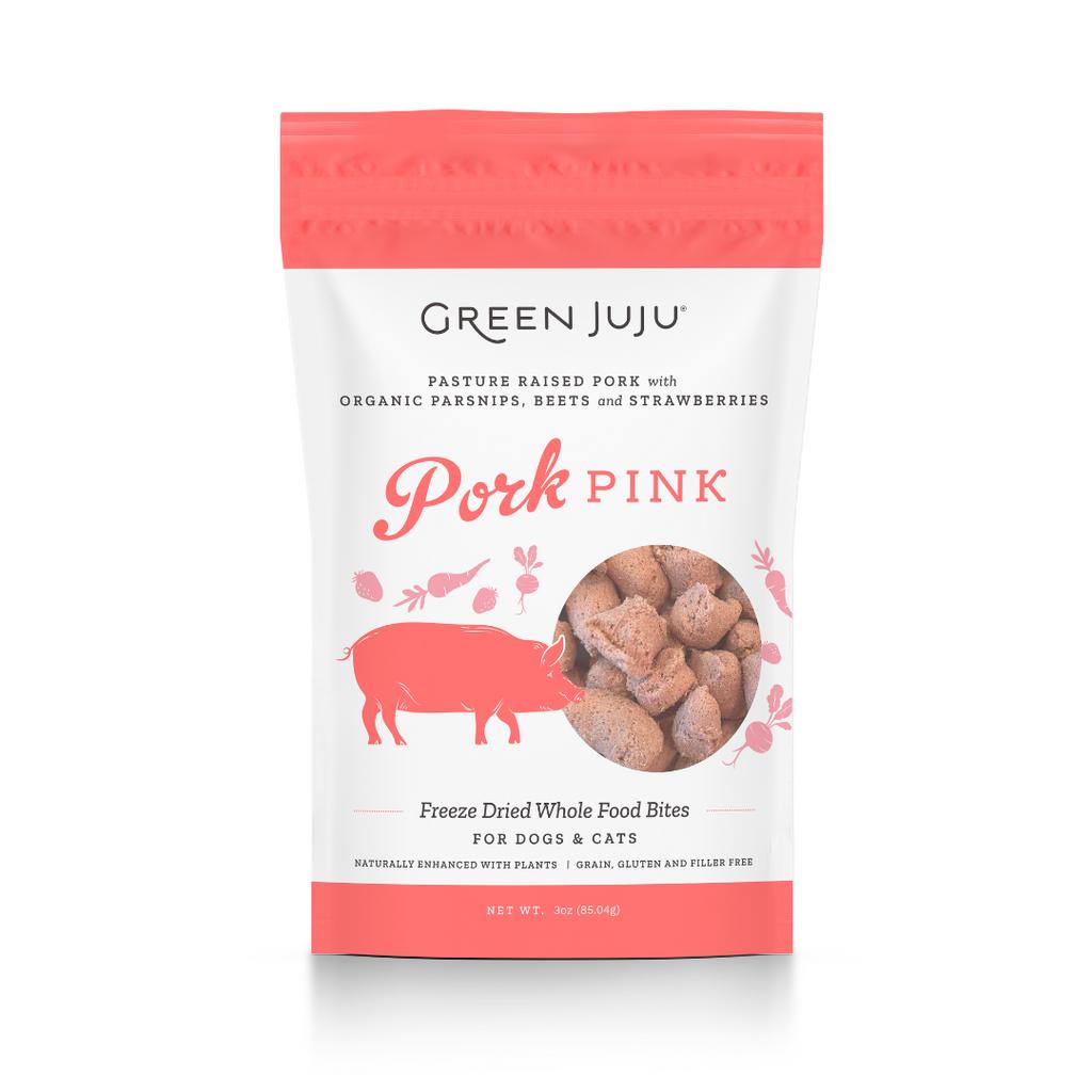 Green Juju Pork Pink Freeze-Dried Whole Food Bites for Dogs & Cats, 3-oz