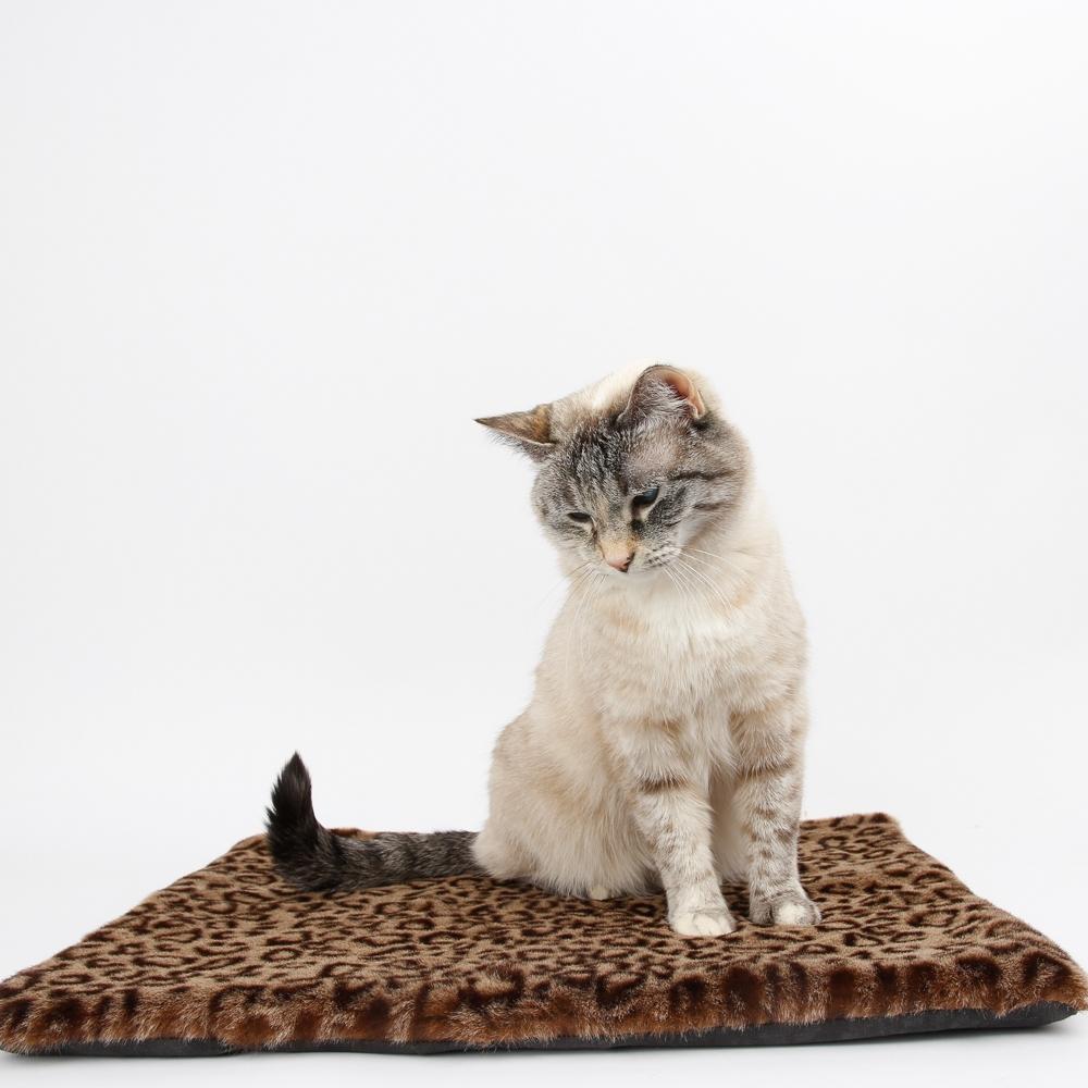 The Cat Ball Luxury Faux Fur Cat Bed, Leopard, 19-in x 17-in