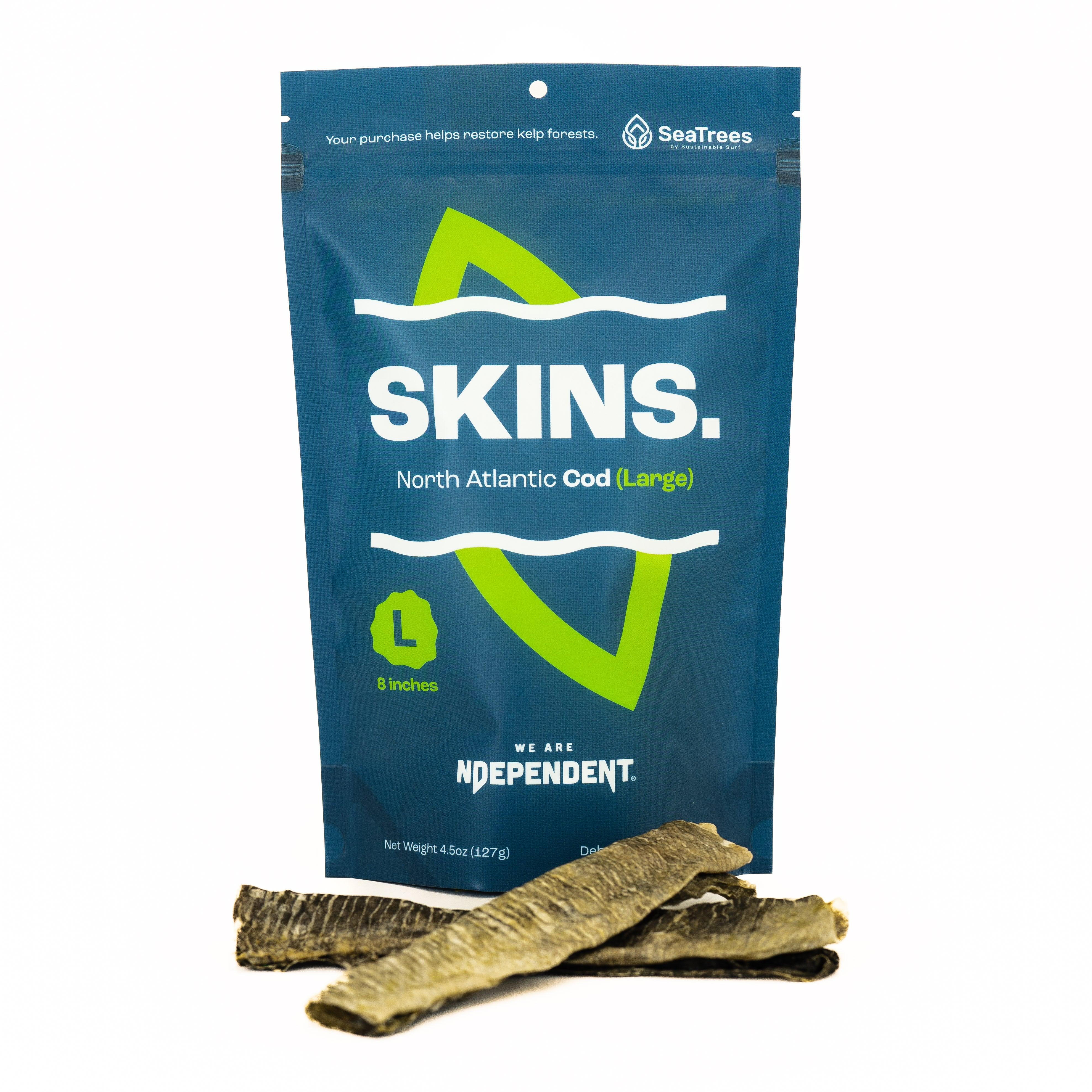 We are Ndependent SKINS North Atlantic Cod Skins Dog Treats, Large, 35.2-oz