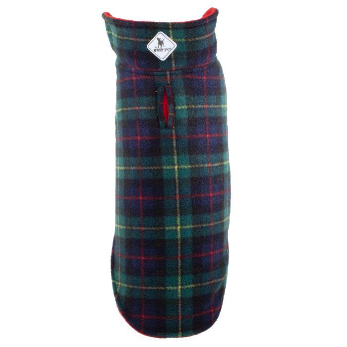 The Worthy Dog Macleod Plaid Fargo Fleece Dog Jacket, Green/Multi, 24-in