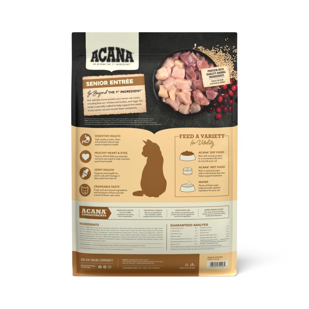 ACANA Senior Entree with Free-Run Chicken & Turkey Dry Cat Food, 4-lb