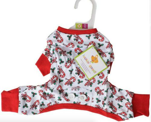 Ethical Pet Holiday Candy Cane Dog Pajamas, Small