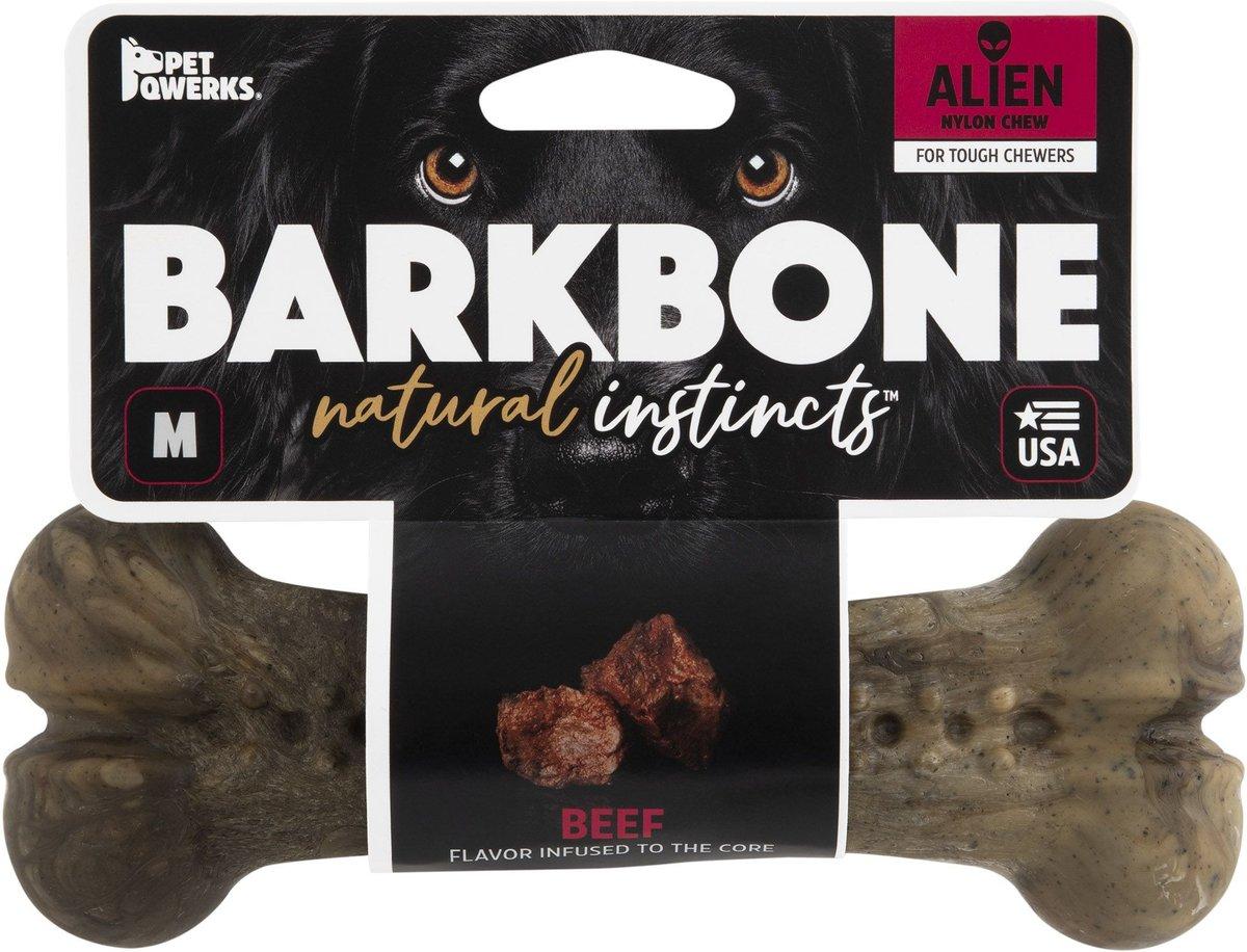Pet Qwerks BarkBone Natural Instincts Alien Beef Stew Nylon Dog Toy, Medium
