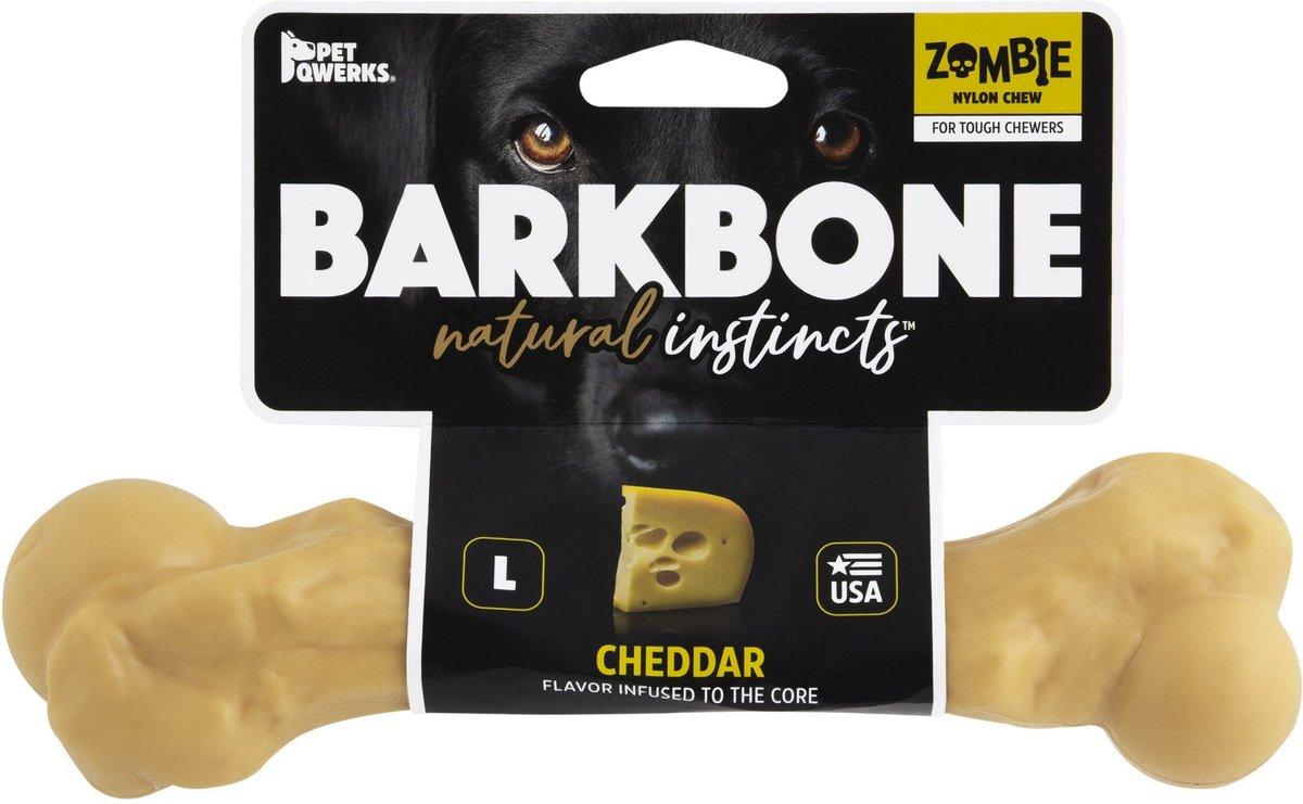 Pet Qwerks BarkBone Natural Instincts Zombie Cheddar Cheese Nylon Dog Toy, Large