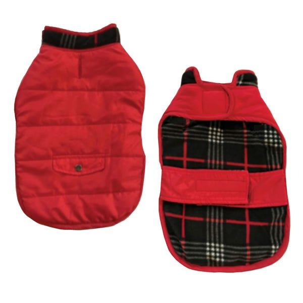 Zack & Zoey Fleece Lined Quilted Dog Parka, Red, Large