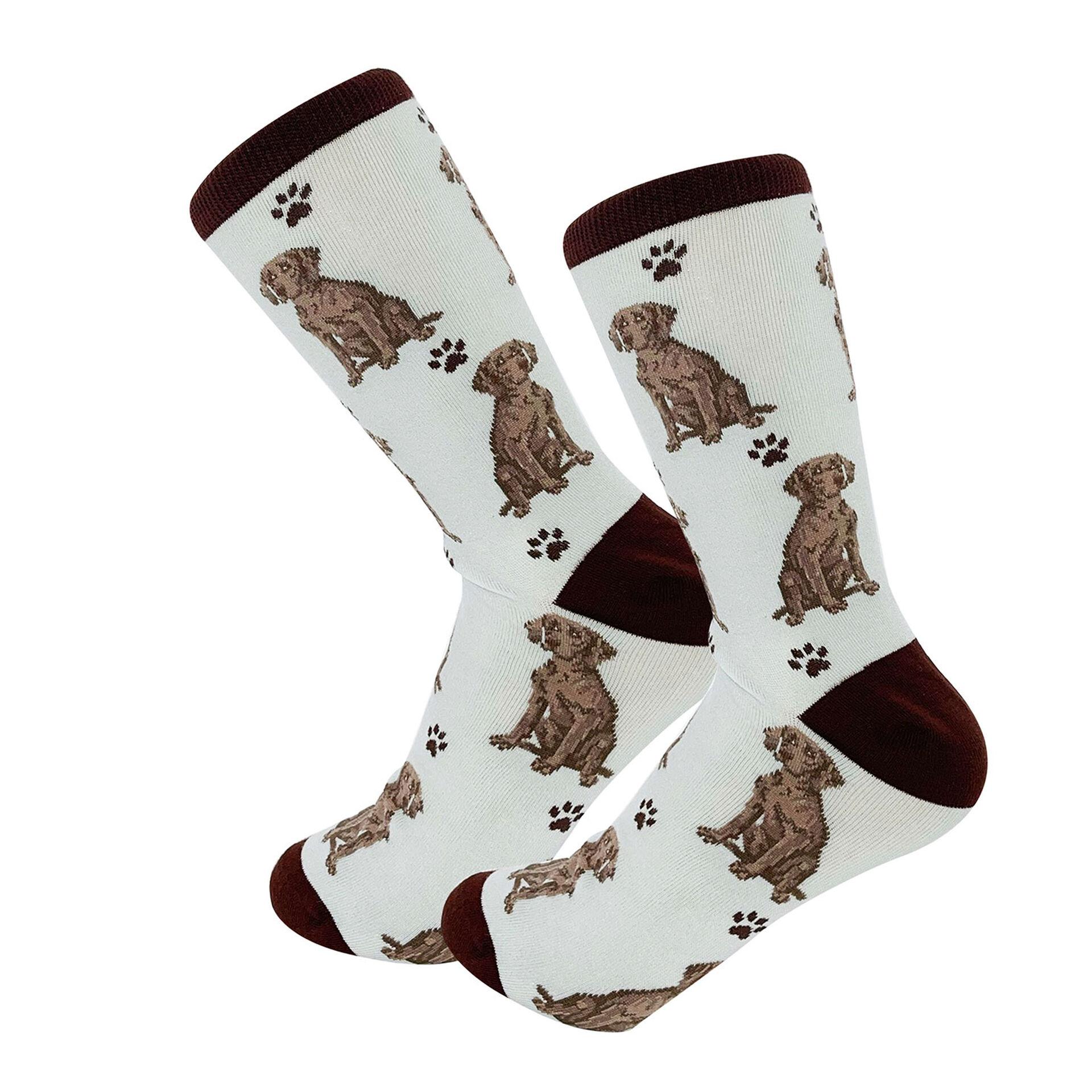 Happy Tails Socks by E&S Pets Unisex Novelty Crew Socks, Weimaraner, 14-in