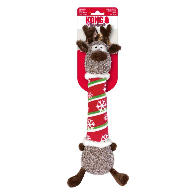 KONG Holiday Shakers Luvs Reindeer Dog Toy, Snowflake, Medium