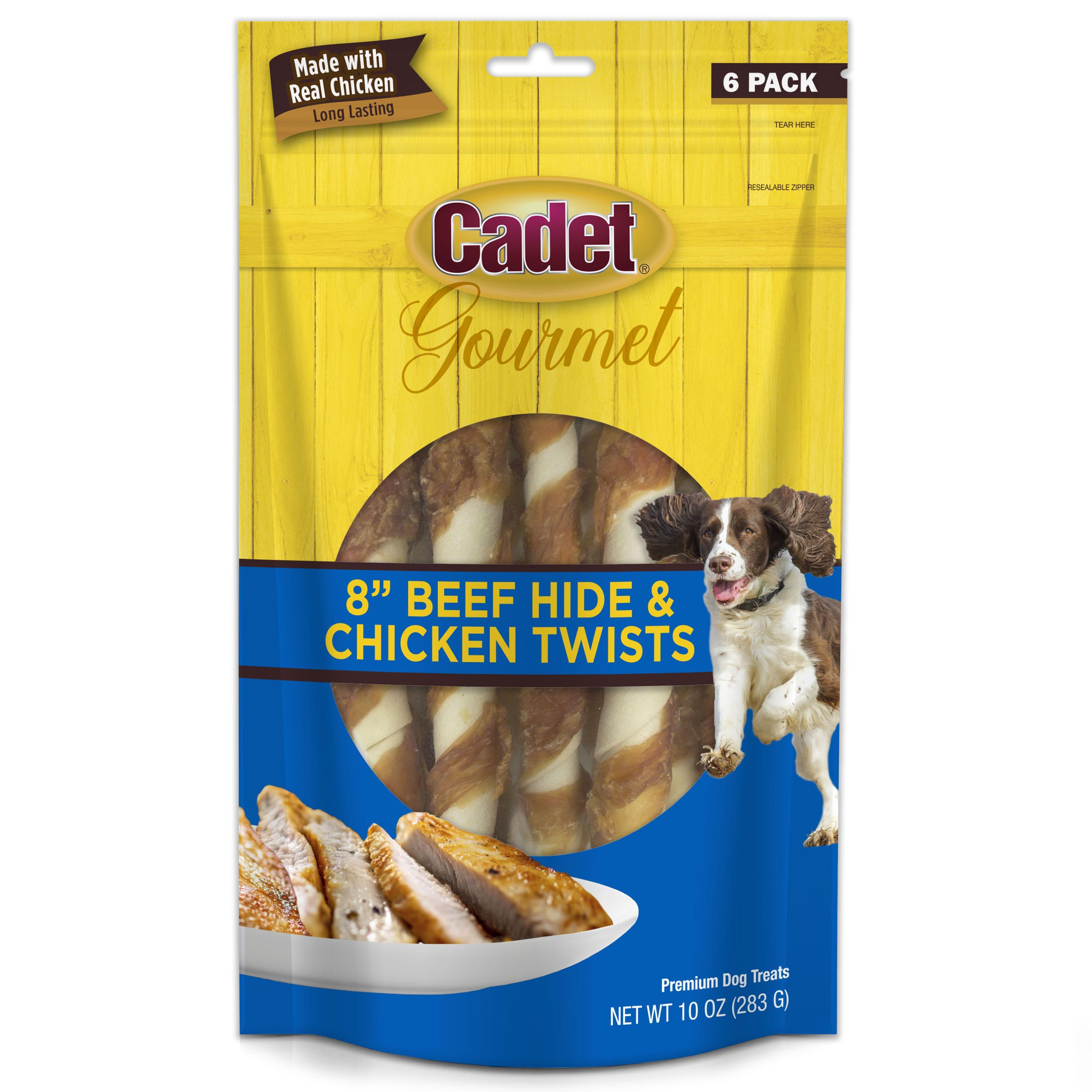 Cadet Gourmet Beef Hide & Chicken Twists Dog Treats, 8-in, 6-pk