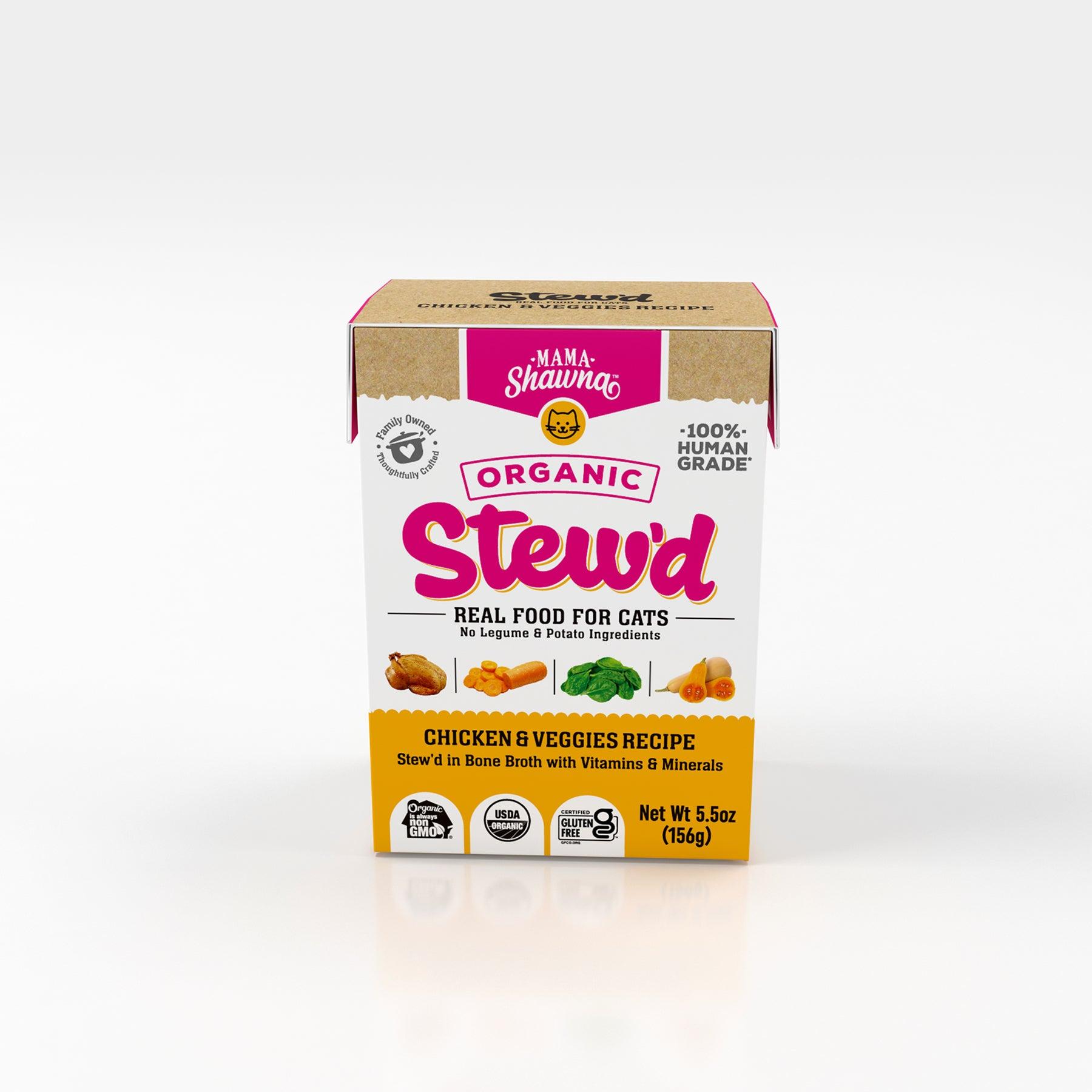 Mama Shawna Stew'd Organic Chicken & Veggies Cat Food, 5.5-oz