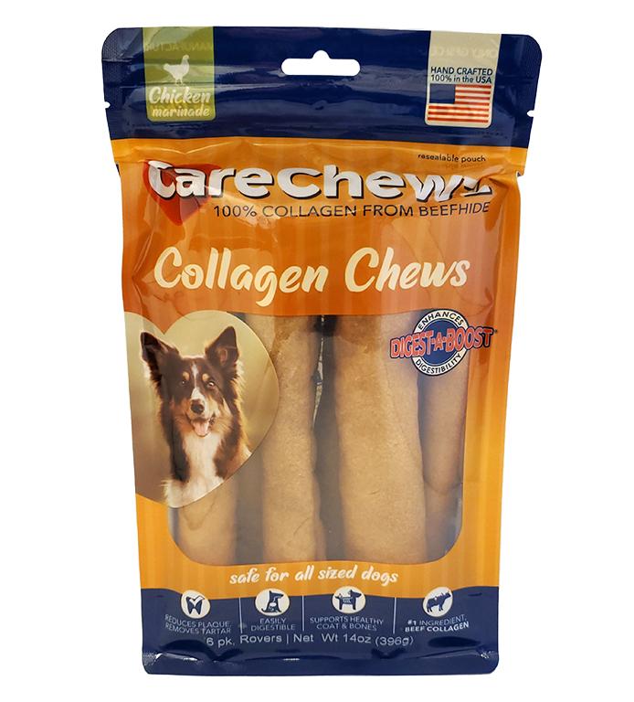 Pet Factory CareChewz Collagen Chews Rovers Chicken Dog Treats, 9-in, 6-pk