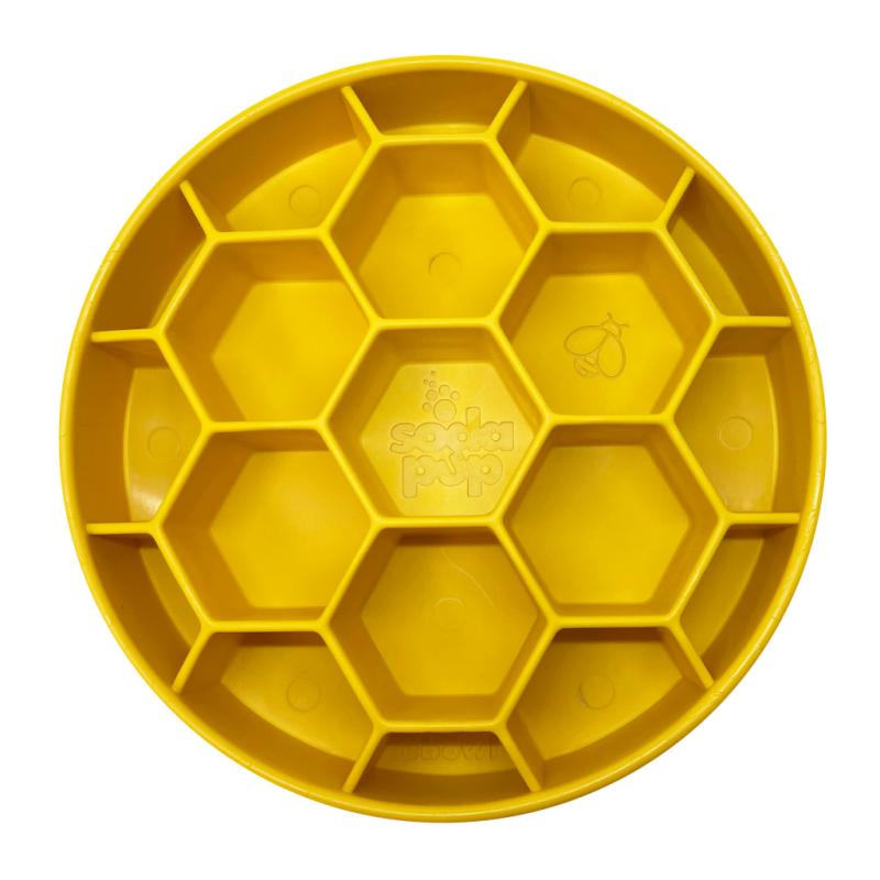SodaPup eBowl Honeycomb Enrichment Bowl Dog Slow Feeder, Yellow