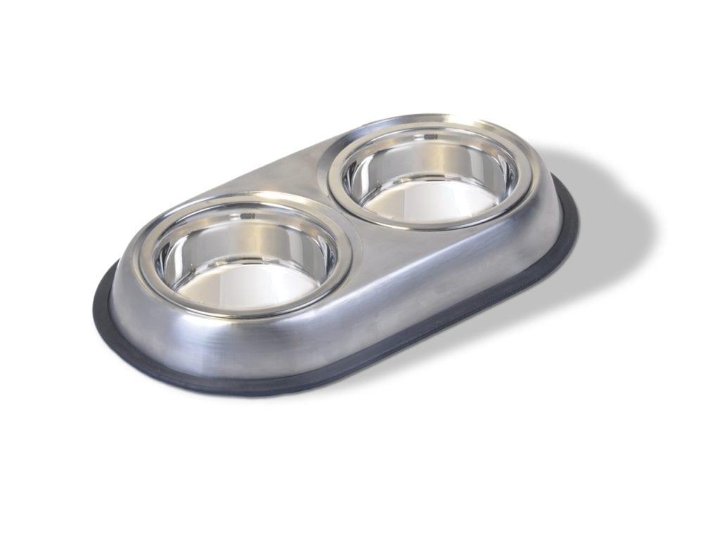 Van Ness Heavyweight Stainless Steel Double Dish for Cats & Small Dogs, Small, 16-oz