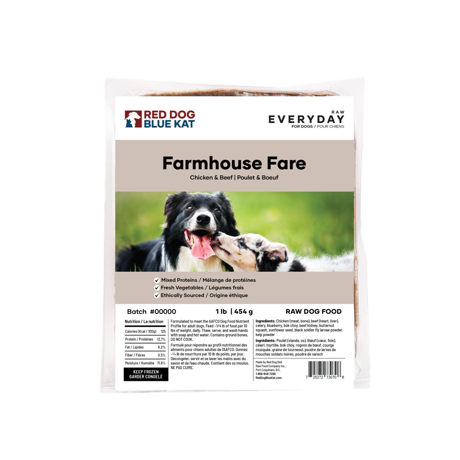 Red Dog Blue Kat Everyday Raw Farmhouse Fare Chicken & Beef Frozen Dog Food, 12 x 1-lb