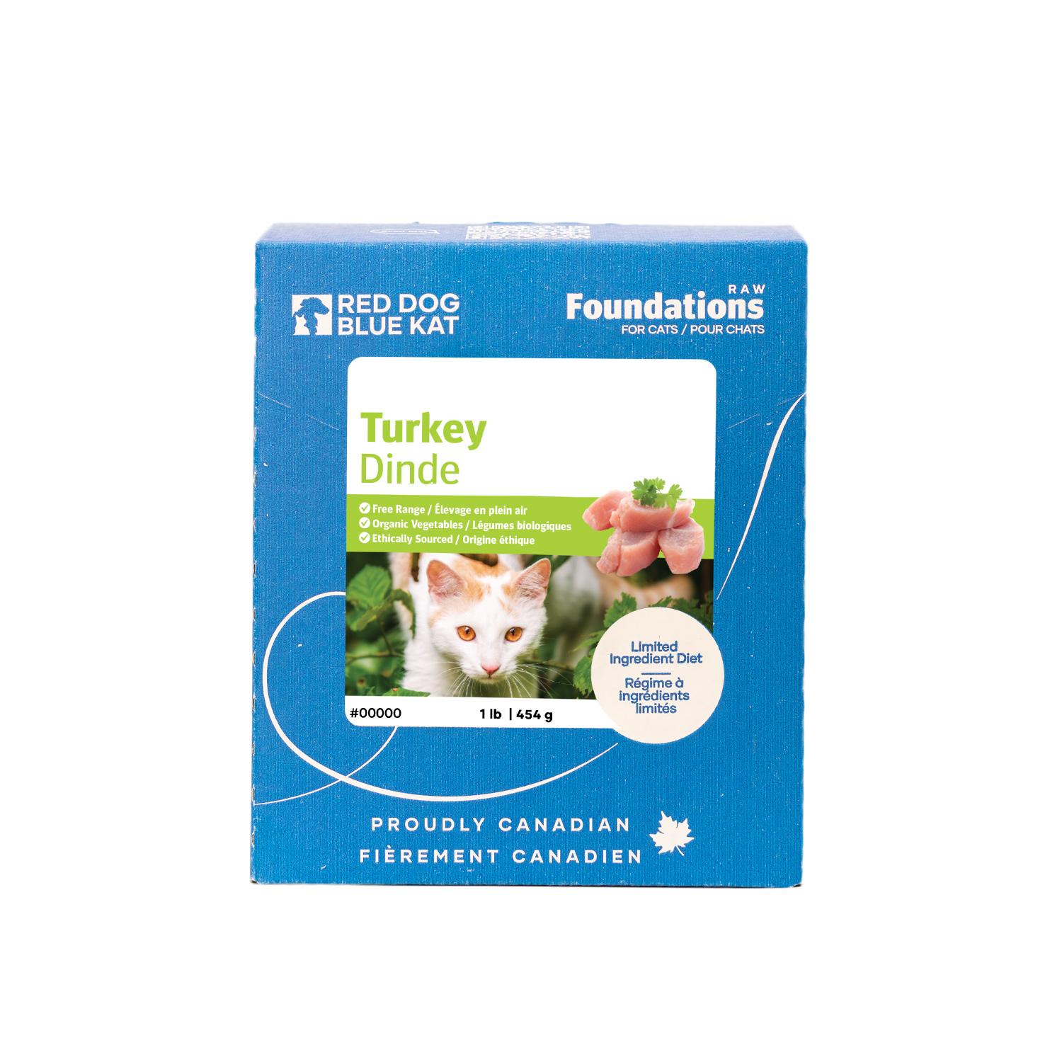 Red Dog Blue Kat Foundations Raw Turkey Frozen Cat Food, 1-lb