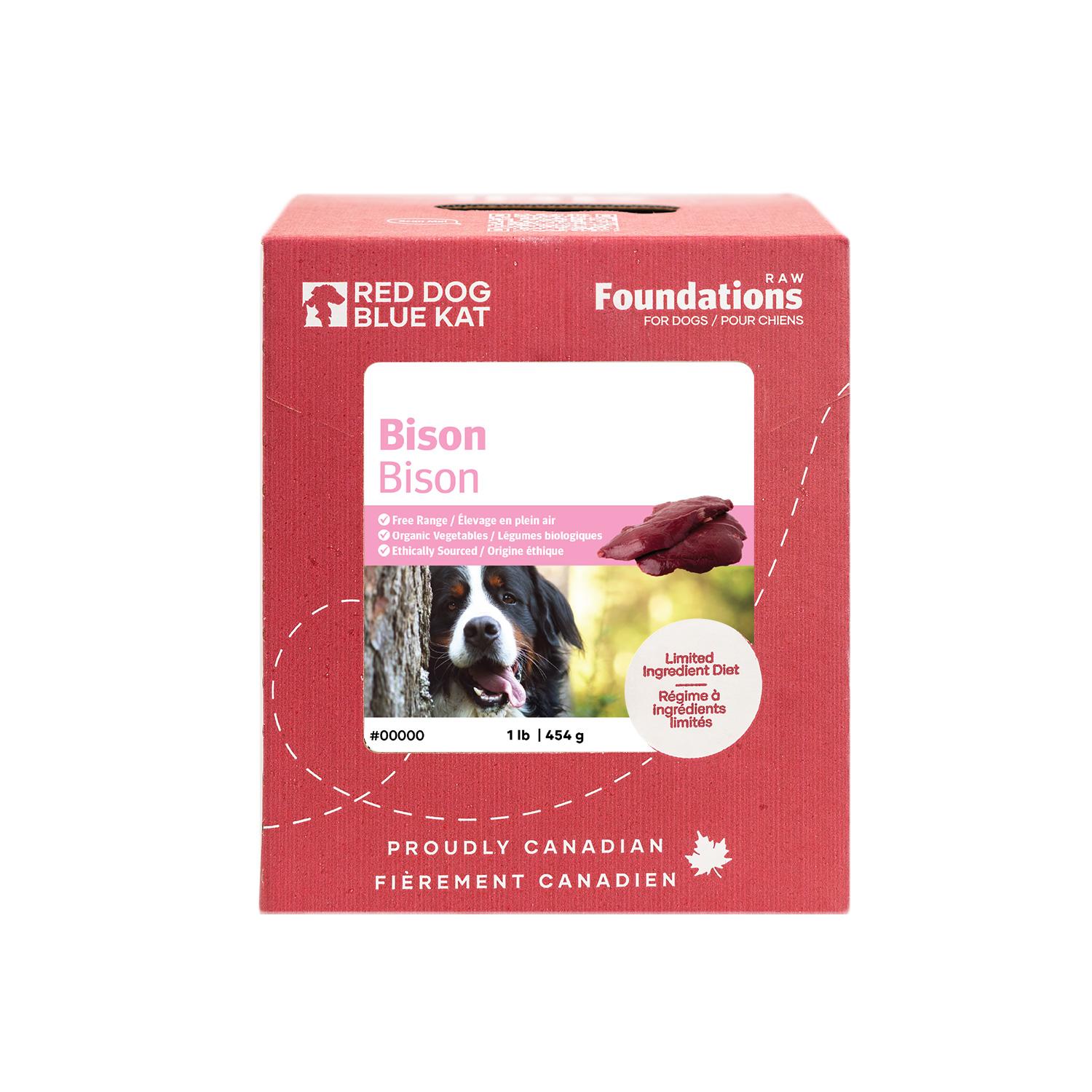 Red Dog Blue Kat Foundations Raw Bison Recipe Frozen Dog Food, 1-lb