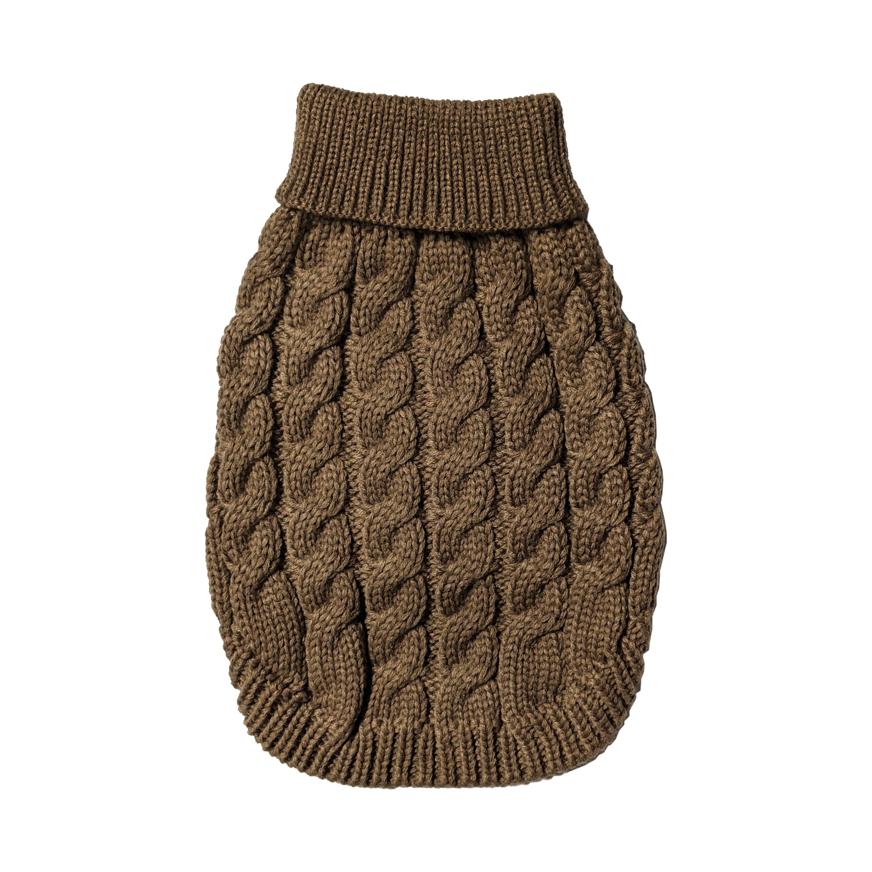 Ethical Fashion Pet Cosmo Chunky Cable Dog Sweater, Brown, Small