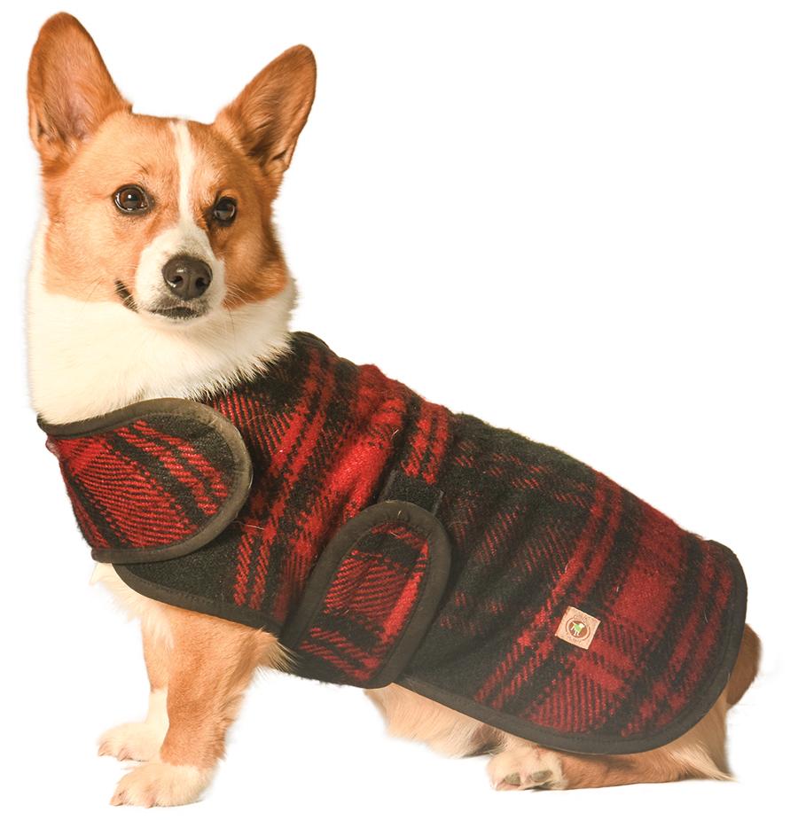 Chilly Dog Blanket Dog Coat, Red & Black Plaid (**), Medium