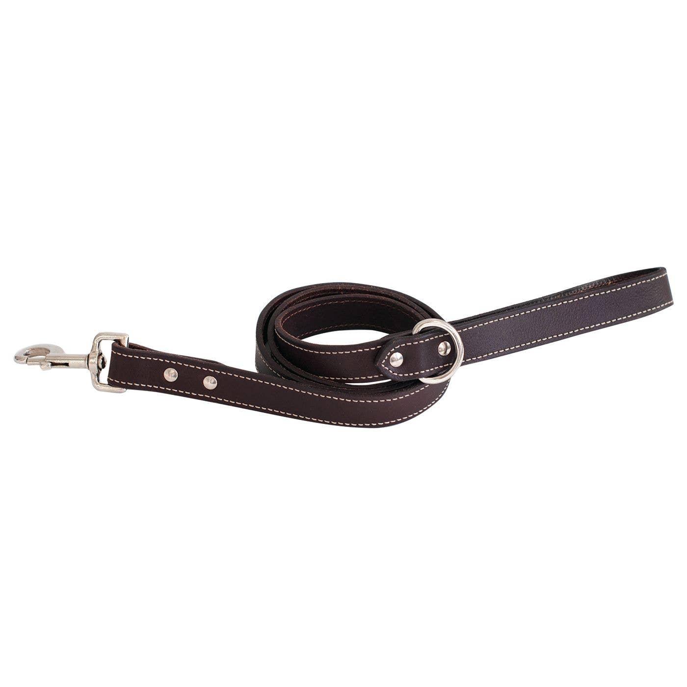 Shedrow K9 Richmond Top Stitch Leather Dog Leash, Brown