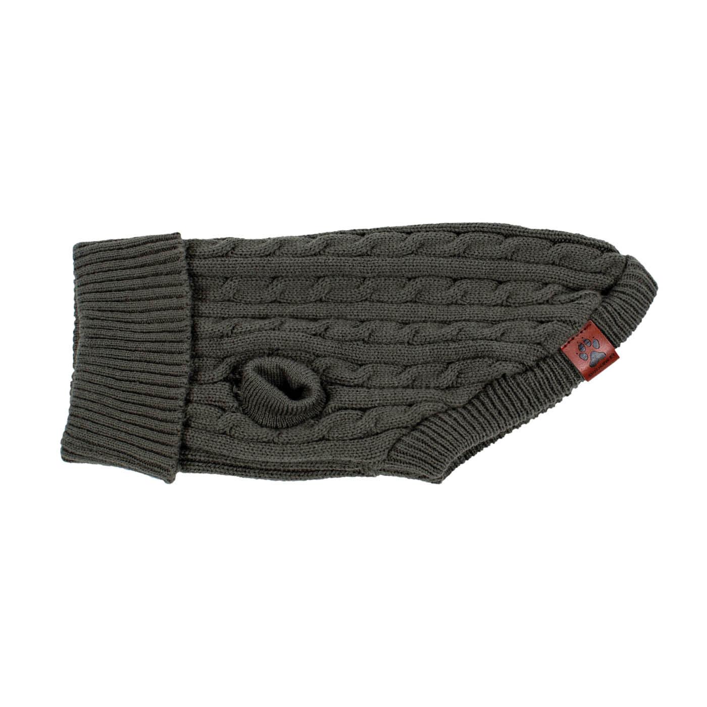 Shedrow K9 Brentwood Cable Knit Dog Sweater, Deep Lichen Green