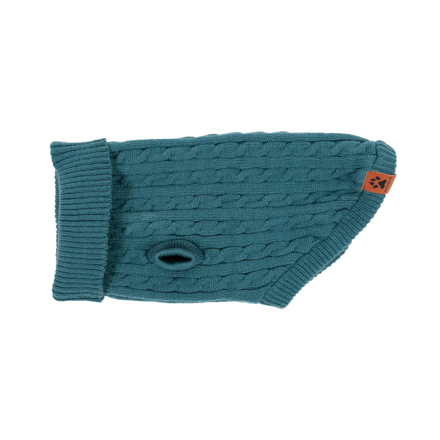 Shedrow K9 Brentwood Cable Knit Dog Sweater, Tapestry Blue, X-Small