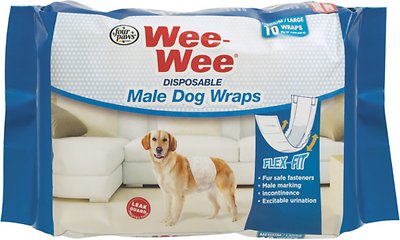 Wee-Wee Disposable Male Dog Wraps, Medium/Large, 12 count