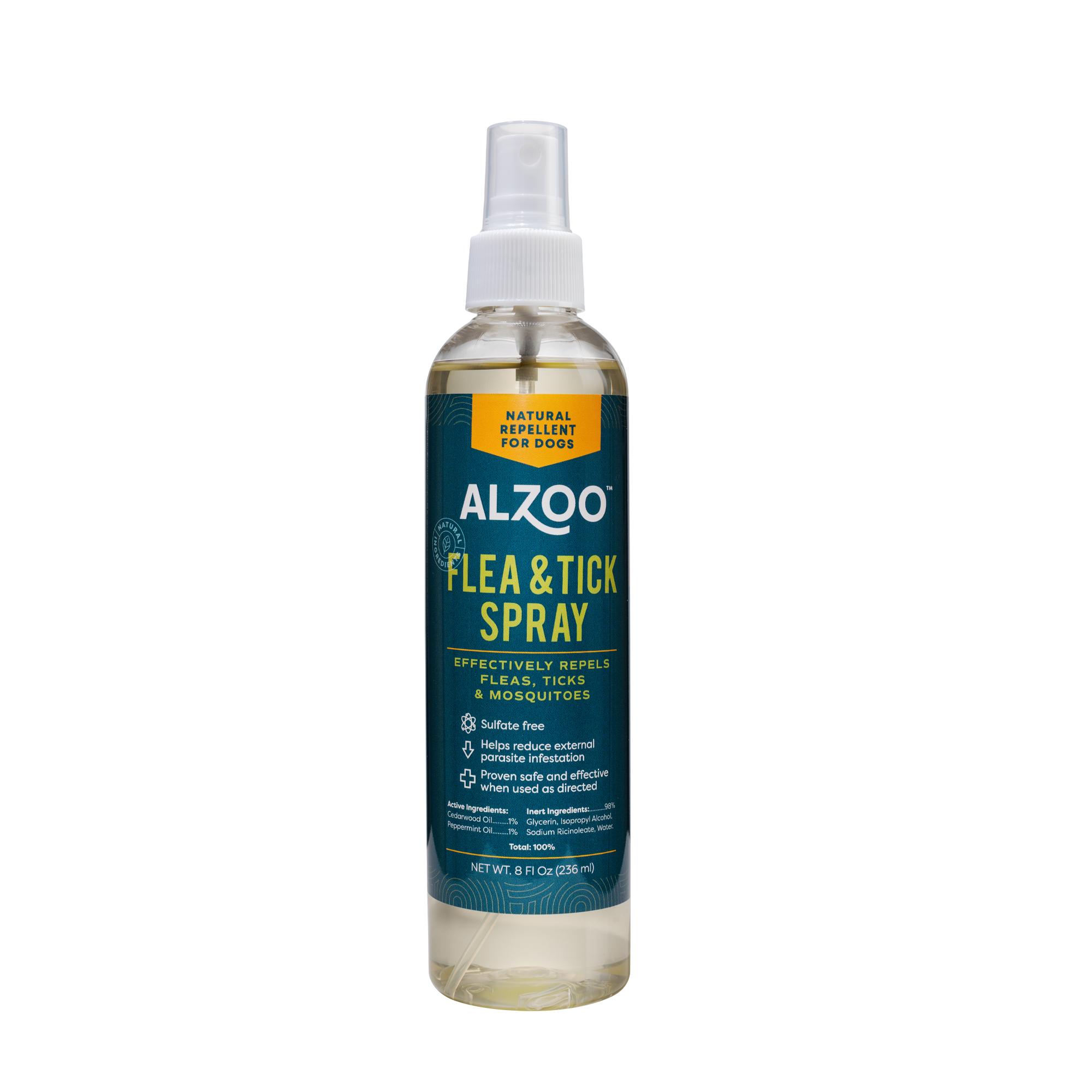 Alzoo Natural Repellent Flea & Tick Spray for Dogs & Cats, 8-oz