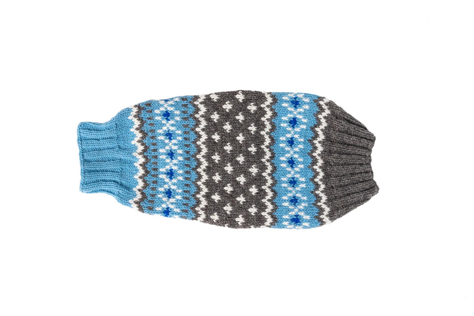 Chilly Dog Fairisle Wool Dog Sweater, Light Blue, Large