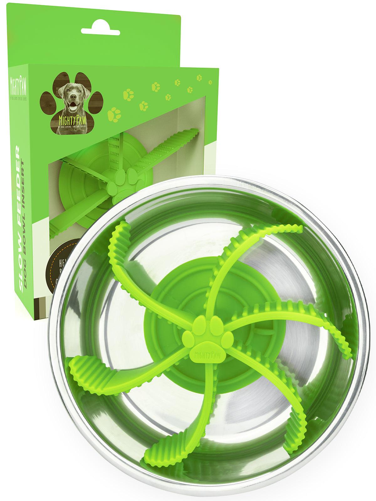 Mighty Paw Slow Feeder Suction Dog Bowl Insert, Green