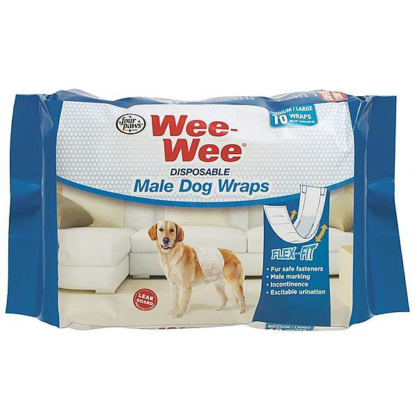Wee-Wee Disposable Male Dog Wraps, Medium/Large, 12 count