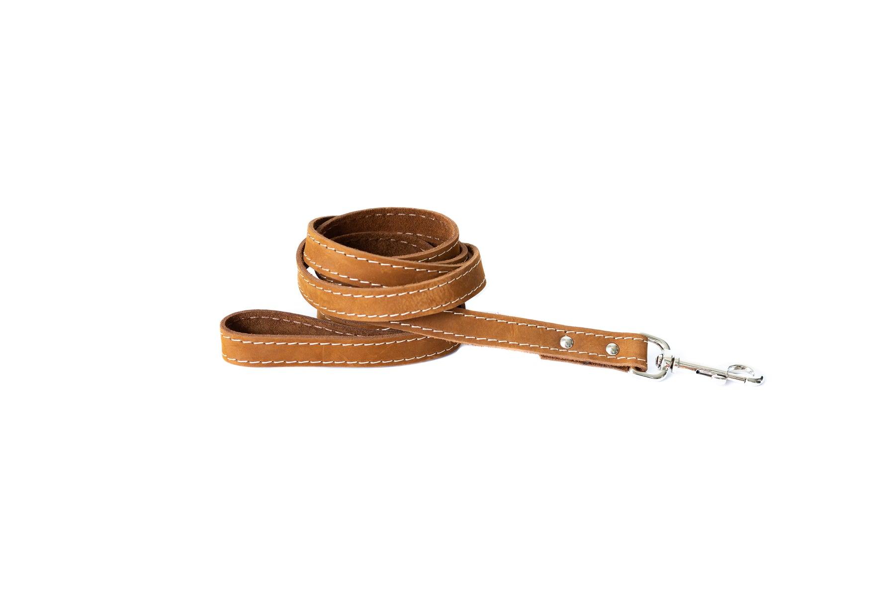 Euro-Dog Traditional Soft Leather Dog Leash, Bark Brown, 3/4-in x 6-ft