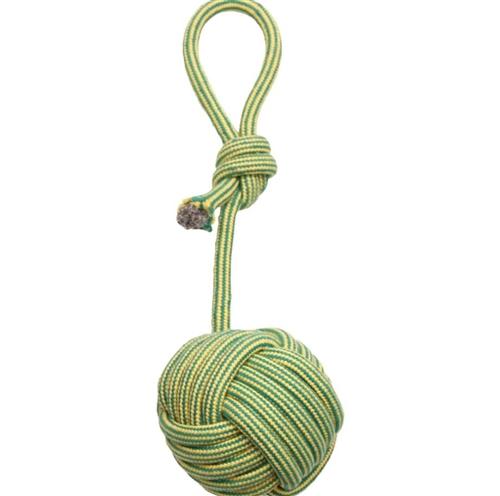 Mammoth Monkey Fist Tug with Loop Handle Dog Toy, Green/Yellow