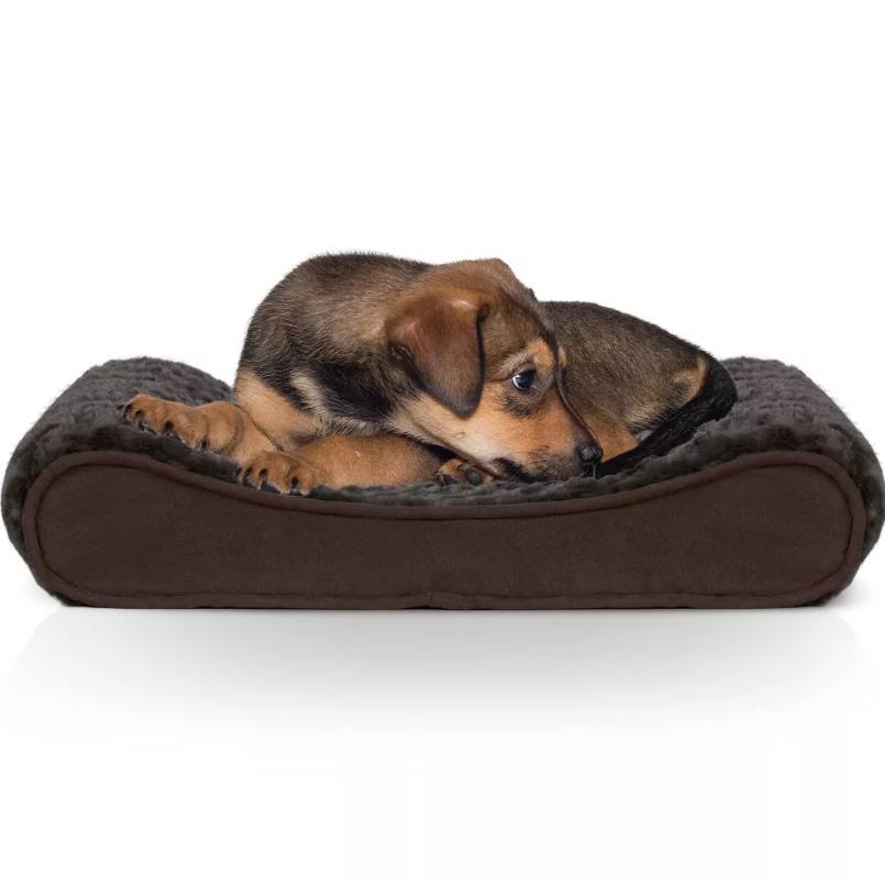 FurHaven Ultra Plush Luxe Lounger Contour Orthopedic Dog Bed, Chocolate, Jumbo Plus