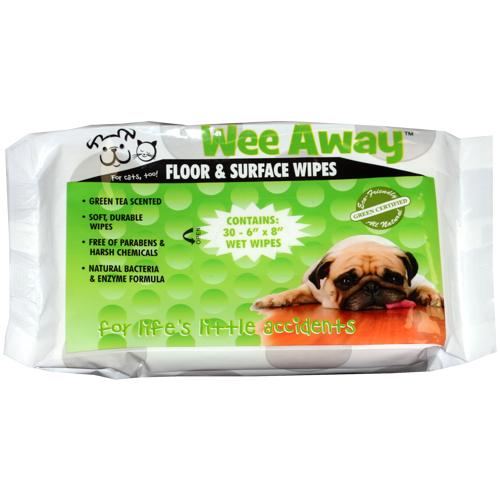 Wee Away Floor & Surface Wipes, 30-count
