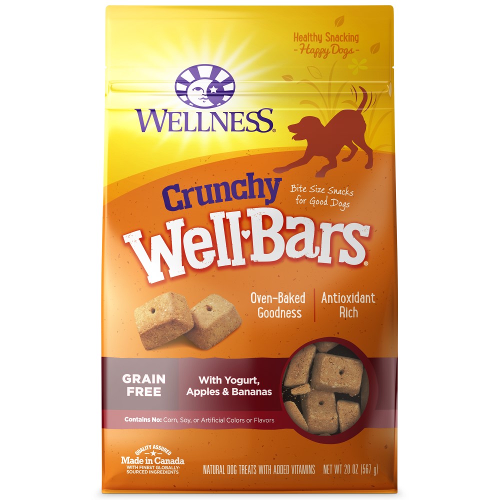 Wellness Crunchy WellBars Yogurt, Apples & Bananas Baked Grain-Free Dog Treats