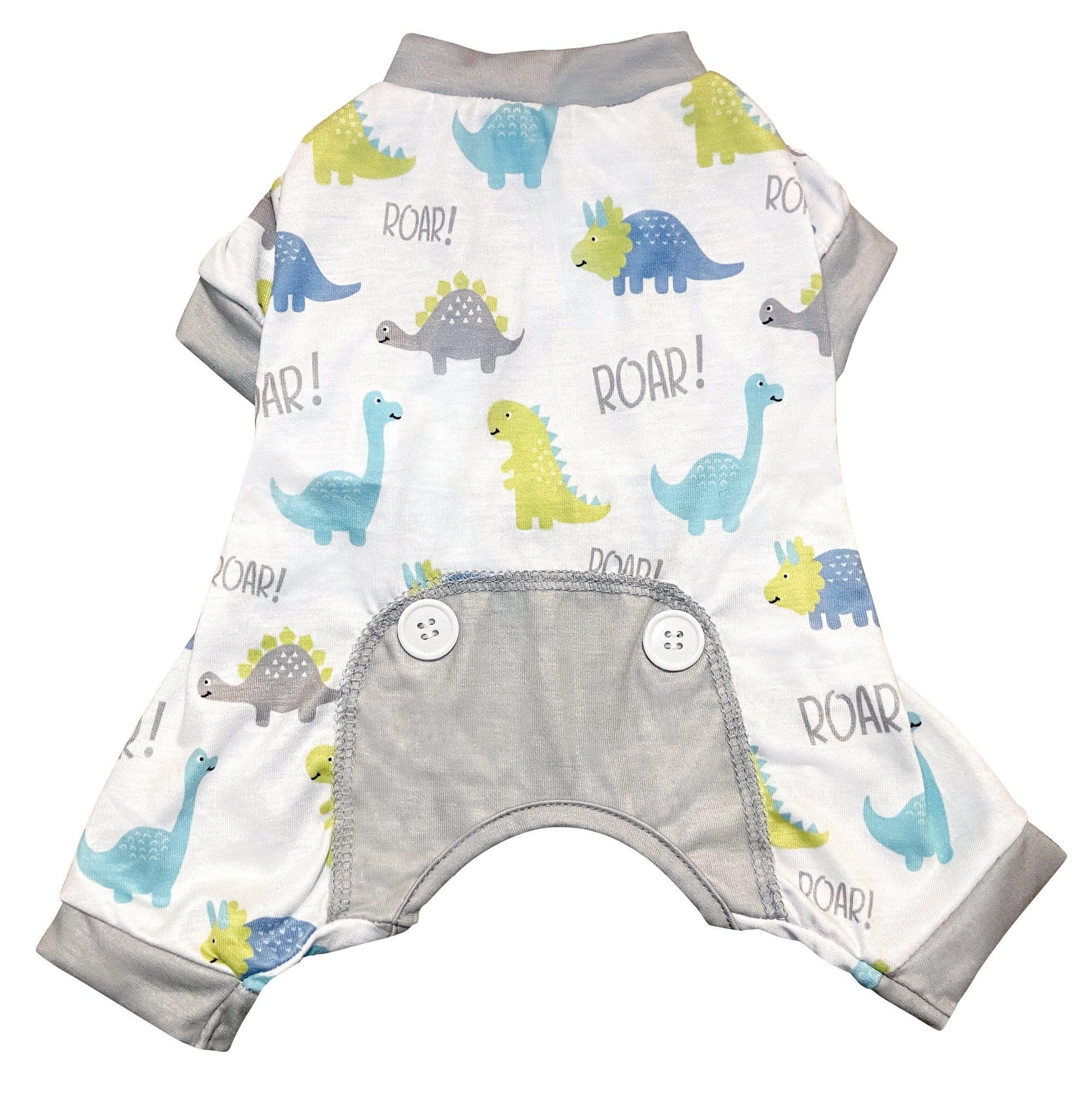 foufouBRANDS Dog Pajama, Dino Roar