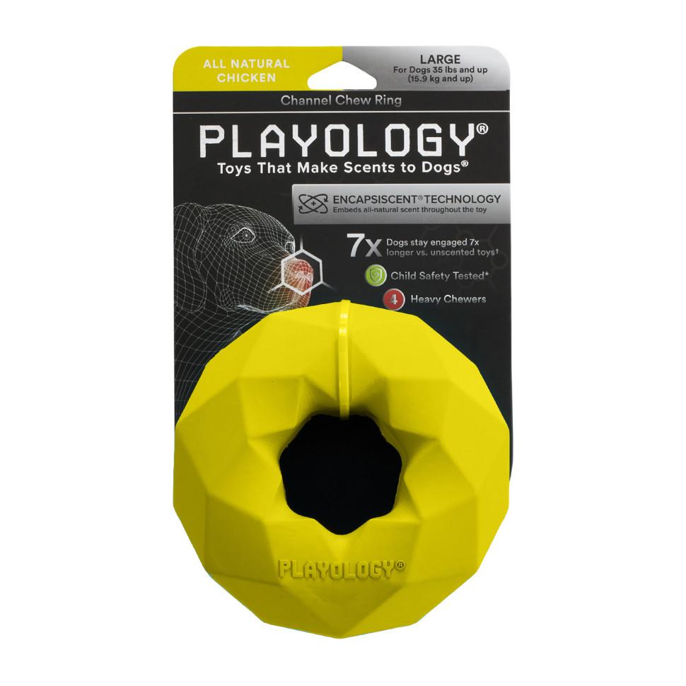 Playology All Natural Chicken Scented Channel Chew Ring Dog Toy