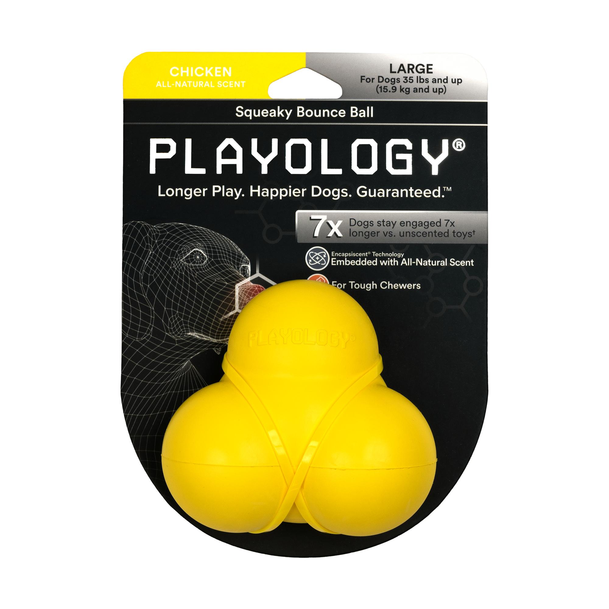 Playology All Natural Chicken Scented Squeaky Bounce Ball Dog Toy