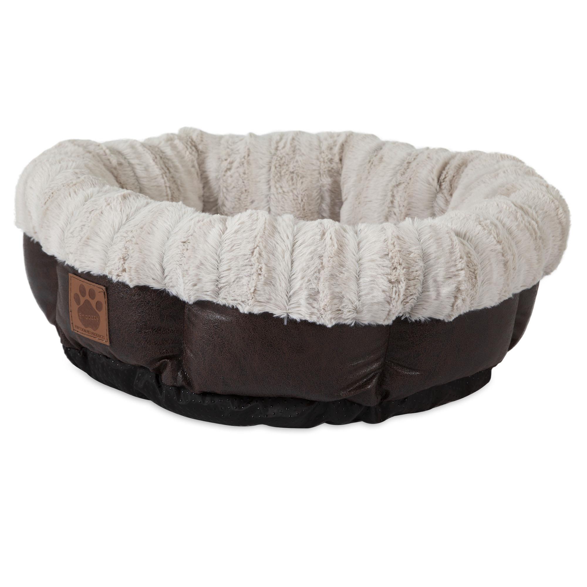 Petmate SnooZZy Rustic Luxury Ultra Cuddler Pet Bed, Cream/Brown