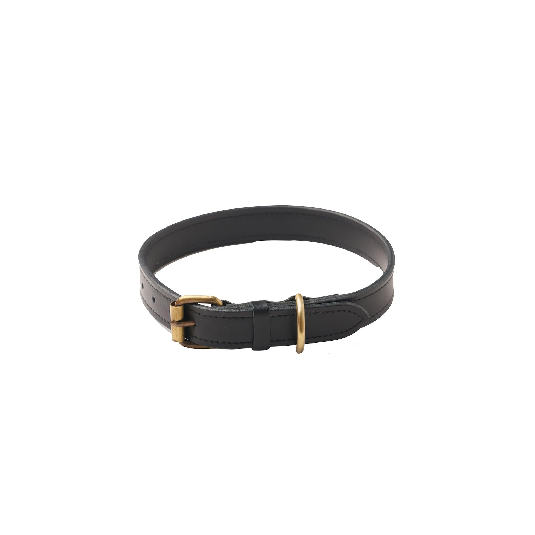 The Paws Leather Dog Collar, Black, Large