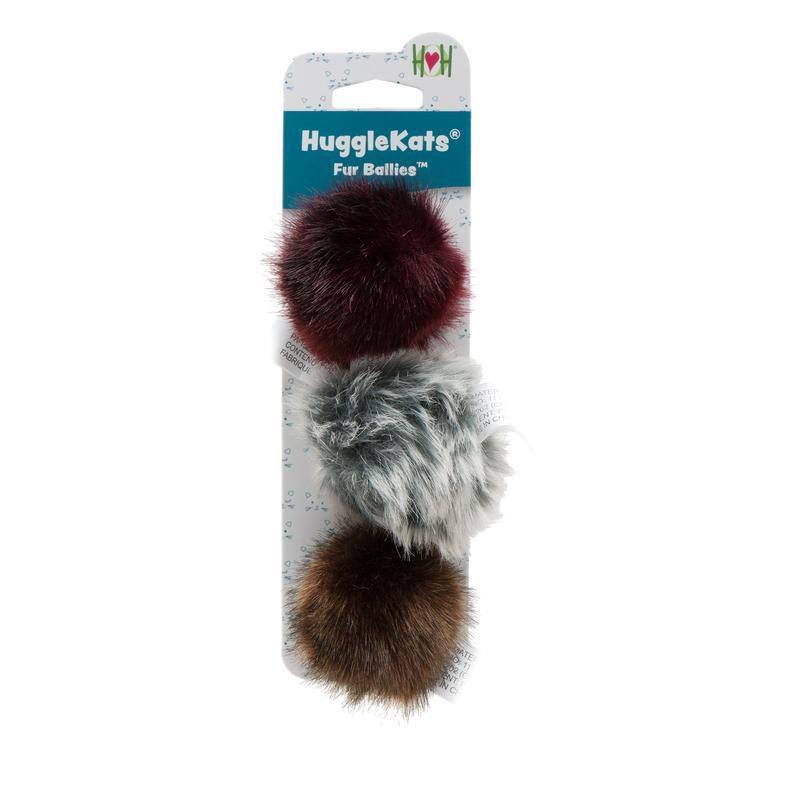 HuggleHounds HuggleKats Fur Ballies Cat Toy, 3-pk