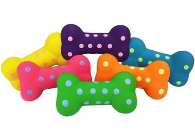 MultiPet Polka-Dot Latex Bones Dog Toy, assorted color