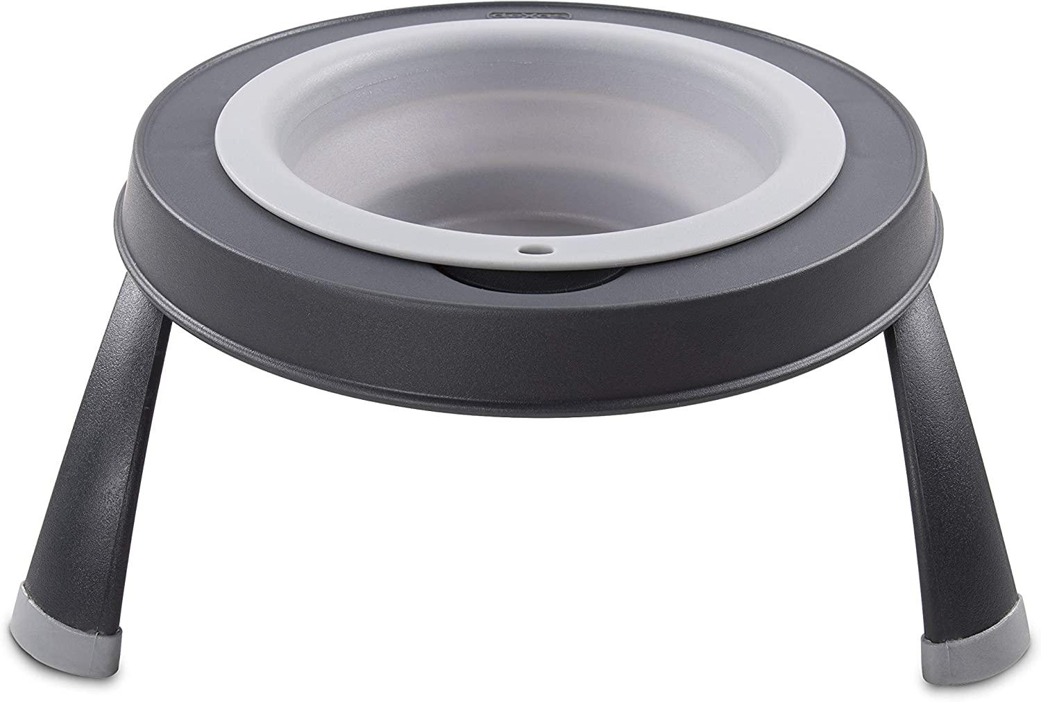 Dexas Single Elevated Pet Feeder, Light Gray, 4-cup