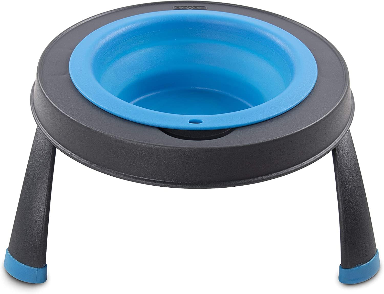 Dexas Single Elevated Pet Feeder, Pro Blue, 4-cup