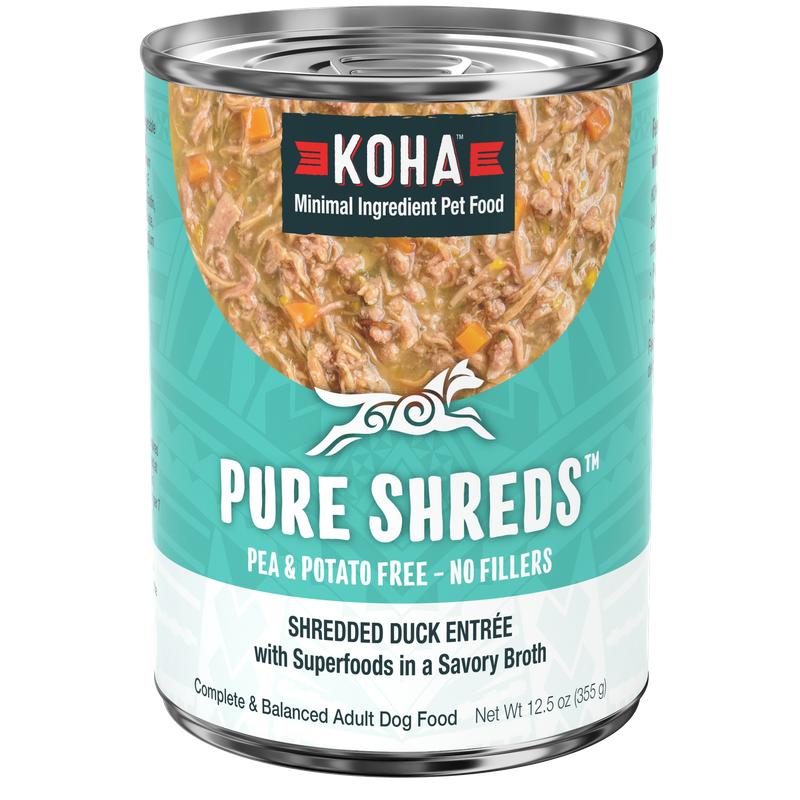 KOHA Pure Shreds Shredded Duck Entree Wet Dog Food Can, 12.5-oz
