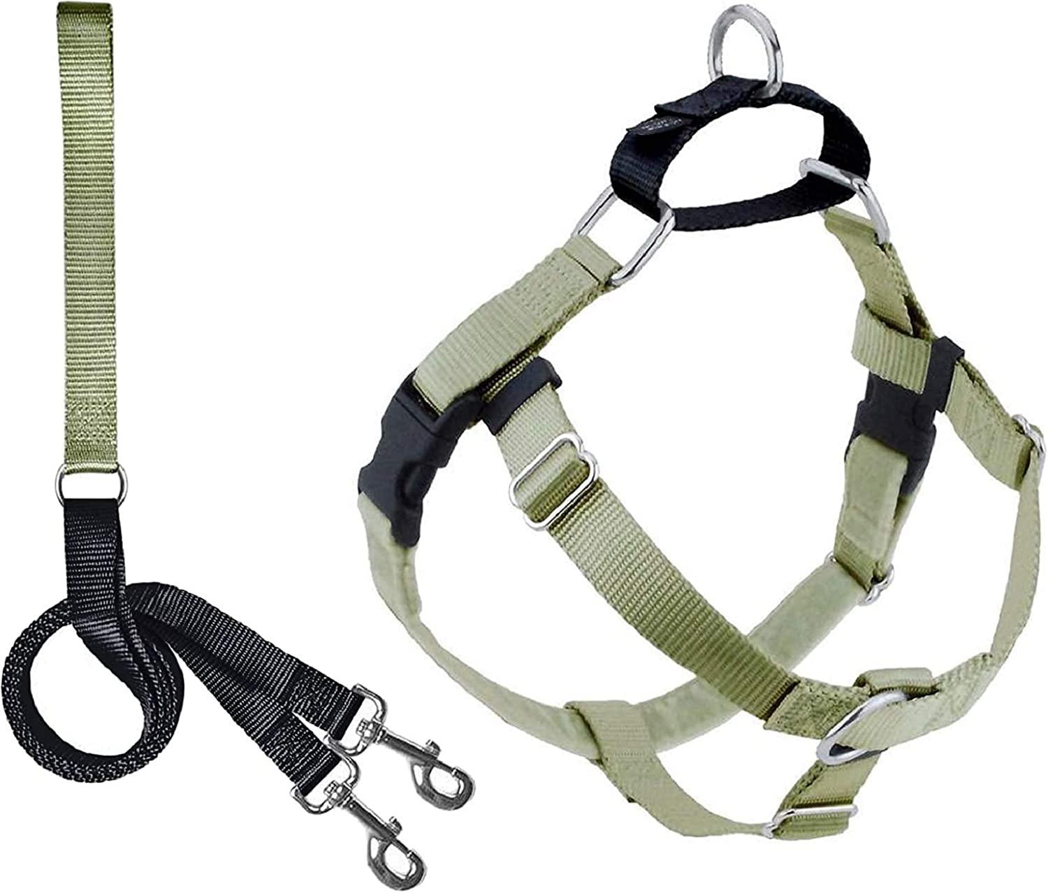 2 Hounds Design Freedom No-Pull Dog Harness & Training Leash, Tan, 5/8-in x 20-24-in